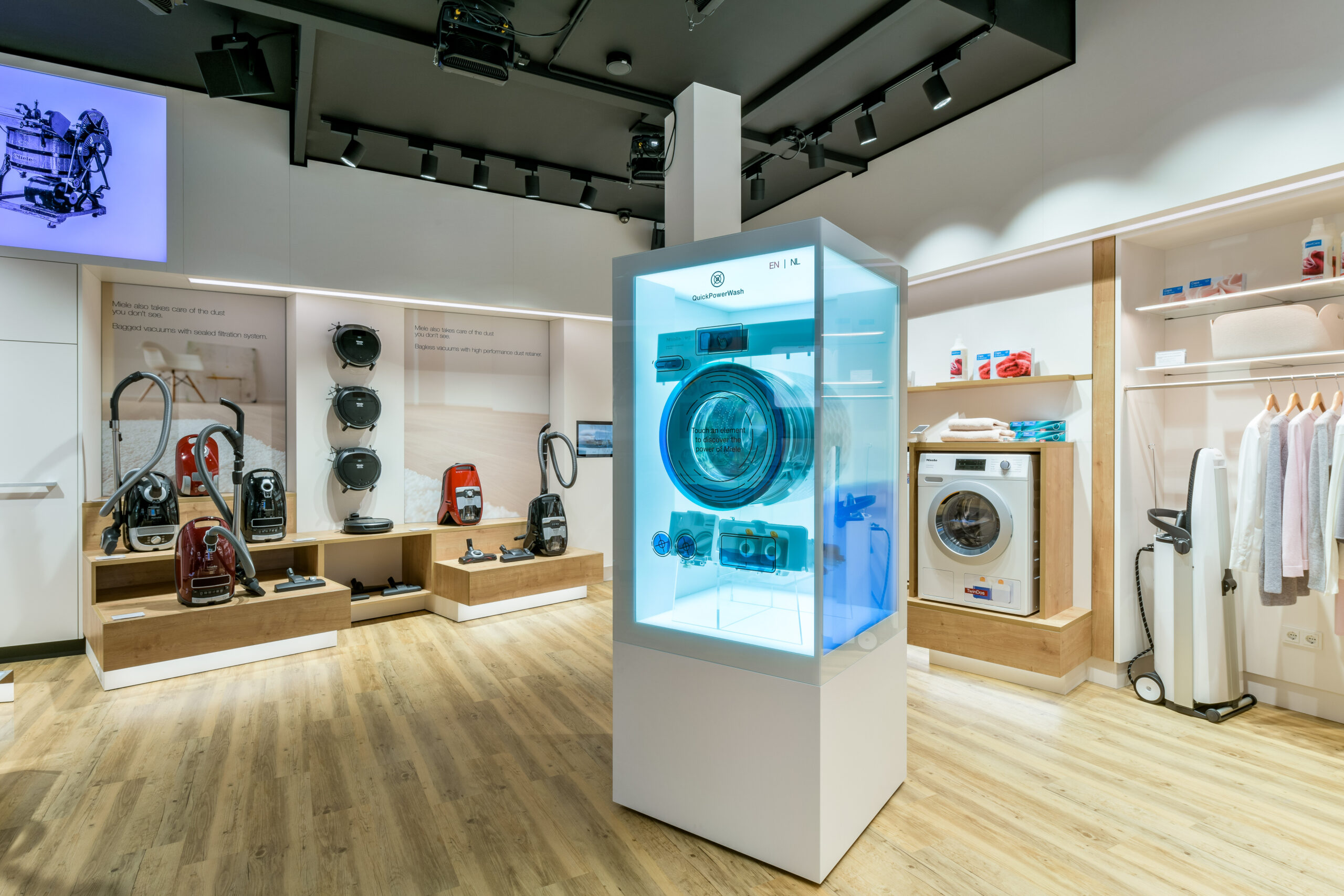 Virtual washing machine developed by xplace in the Miele Experience Center