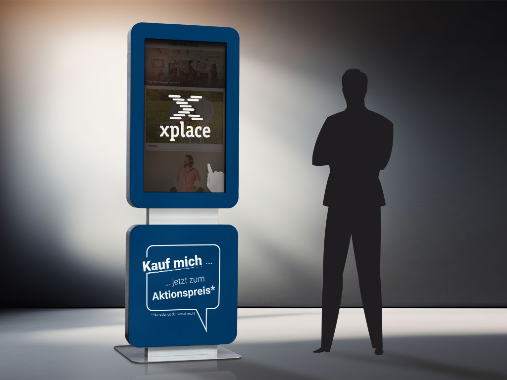 Digital signage campaigns robust stele with touch display Price package